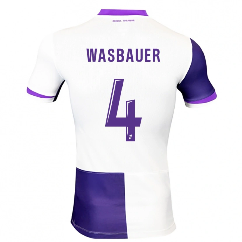 Danxen Enfant Maillot Nicolas Wasbauer #4 Violet Blanc Tenues Domicile 2025/26 T-Shirt