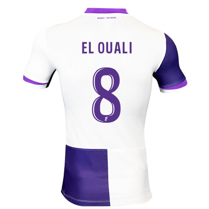 Danxen Enfant Maillot Adam El Ouali #8 Violet Blanc Tenues Domicile 2025/26 T-Shirt