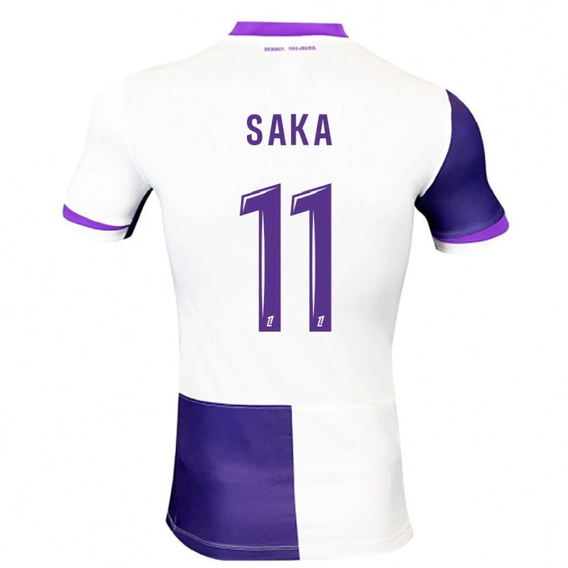 Danxen Enfant Maillot Mathis Saka #11 Violet Blanc Tenues Domicile 2025/26 T-Shirt