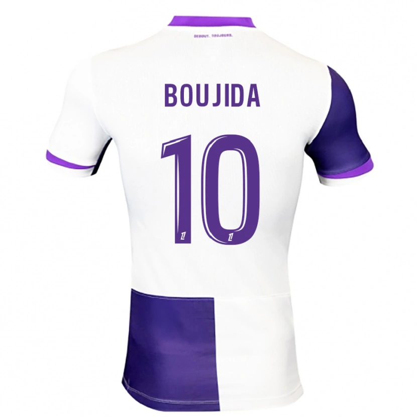 Danxen Enfant Maillot Hamza Boujida #10 Violet Blanc Tenues Domicile 2025/26 T-Shirt