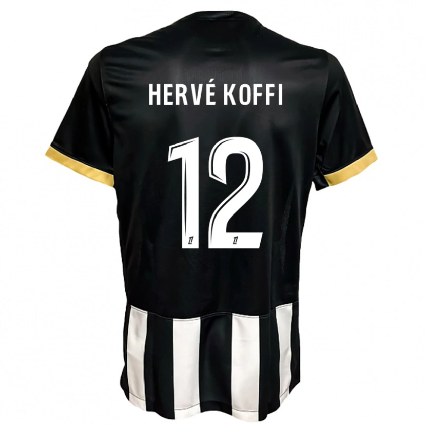 Danxen Enfant Maillot Hervé Koffi #12 Noir Blanc Tenues Domicile 2025/26 T-Shirt