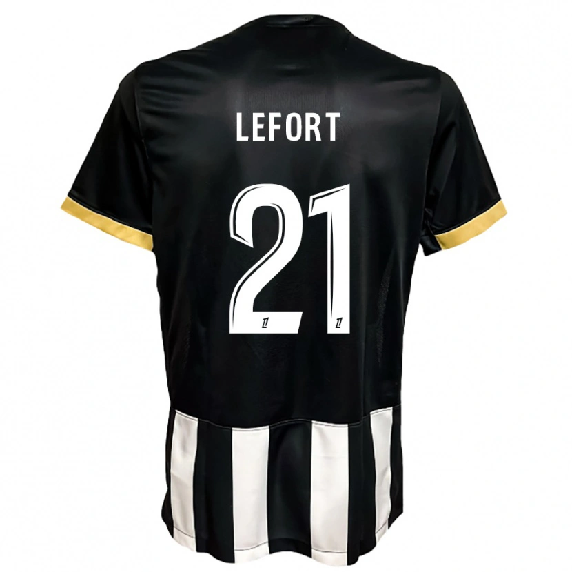 Danxen Enfant Maillot Jordan Lefort #21 Noir Blanc Tenues Domicile 2025/26 T-Shirt