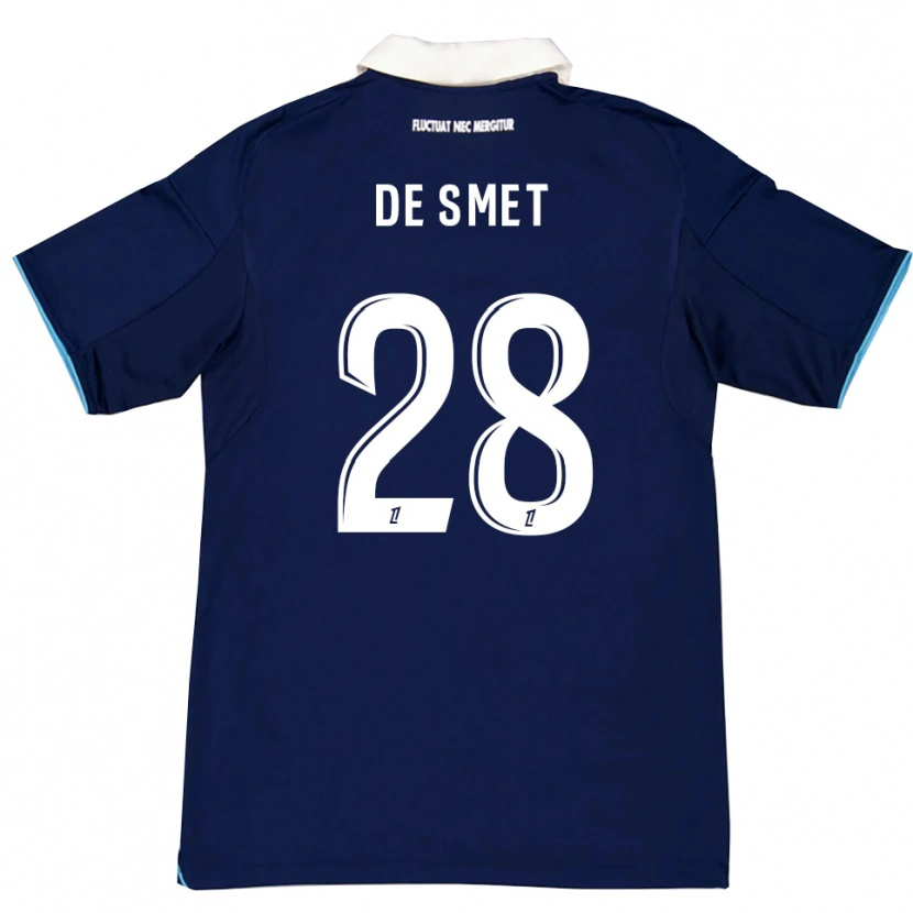 Danxen Enfant Maillot Thibault De Smet #28 Bleu Foncé Blanc Tenues Domicile 2025/26 T-Shirt