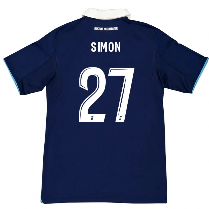 Danxen Enfant Maillot Moses Simon #27 Bleu Foncé Blanc Tenues Domicile 2025/26 T-Shirt