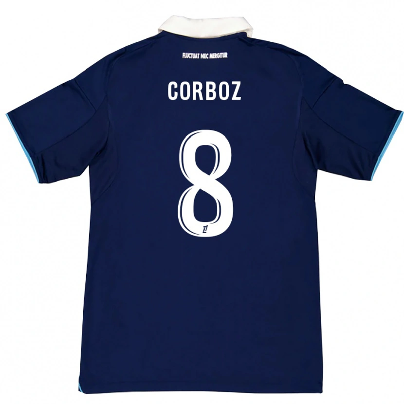 Danxen Enfant Maillot Daphné Corboz #8 Bleu Foncé Blanc Tenues Domicile 2025/26 T-Shirt