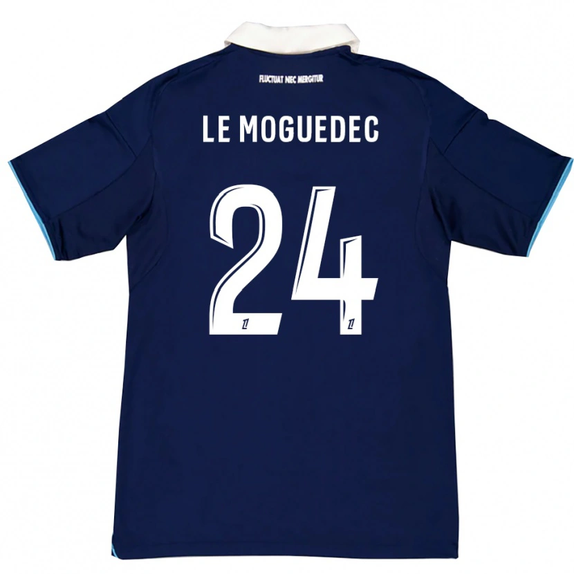 Danxen Enfant Maillot Anaële Le Moguedec #24 Bleu Foncé Blanc Tenues Domicile 2025/26 T-Shirt