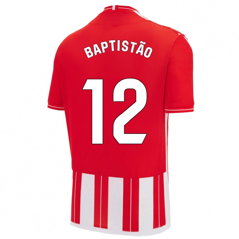 Danxen Enfant Maillot Léo Baptistão #12 Rouge Blanc Tenues Domicile 2025/26 T-Shirt