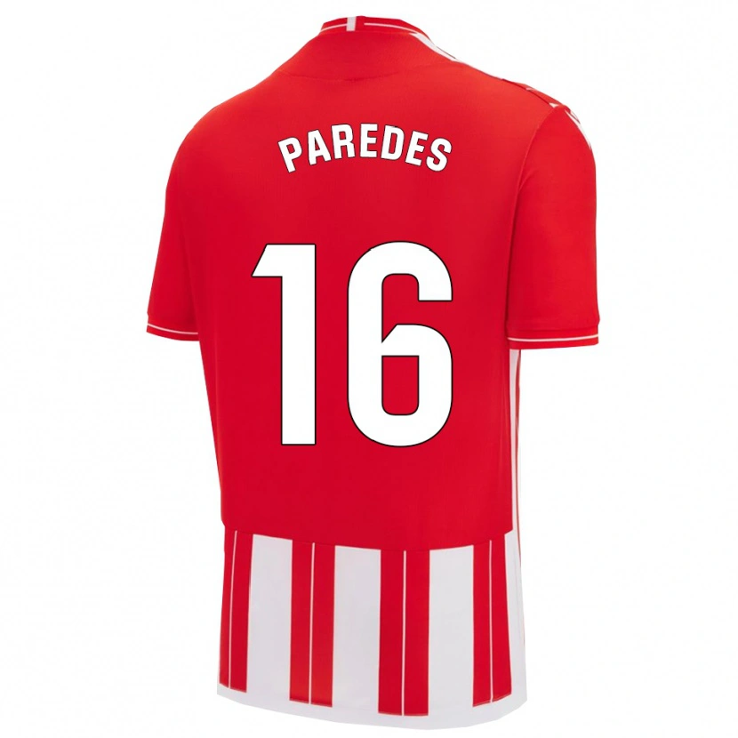 Danxen Enfant Maillot Yago Paredes #16 Rouge Blanc Tenues Domicile 2025/26 T-Shirt