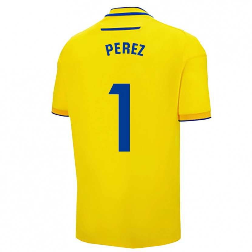 Danxen Enfant Maillot Fer Pérez #1 Jaune Marine Tenues Domicile 2025/26 T-Shirt