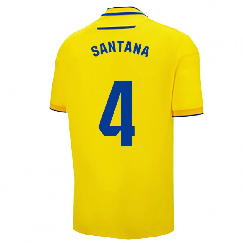 Danxen Enfant Maillot María Del Carmen Santana Vázquez #4 Jaune Marine Tenues Domicile 2025/26 T-Shirt