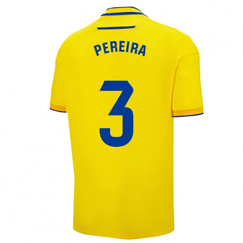 Danxen Enfant Maillot Raúl Pereira #3 Jaune Marine Tenues Domicile 2025/26 T-Shirt