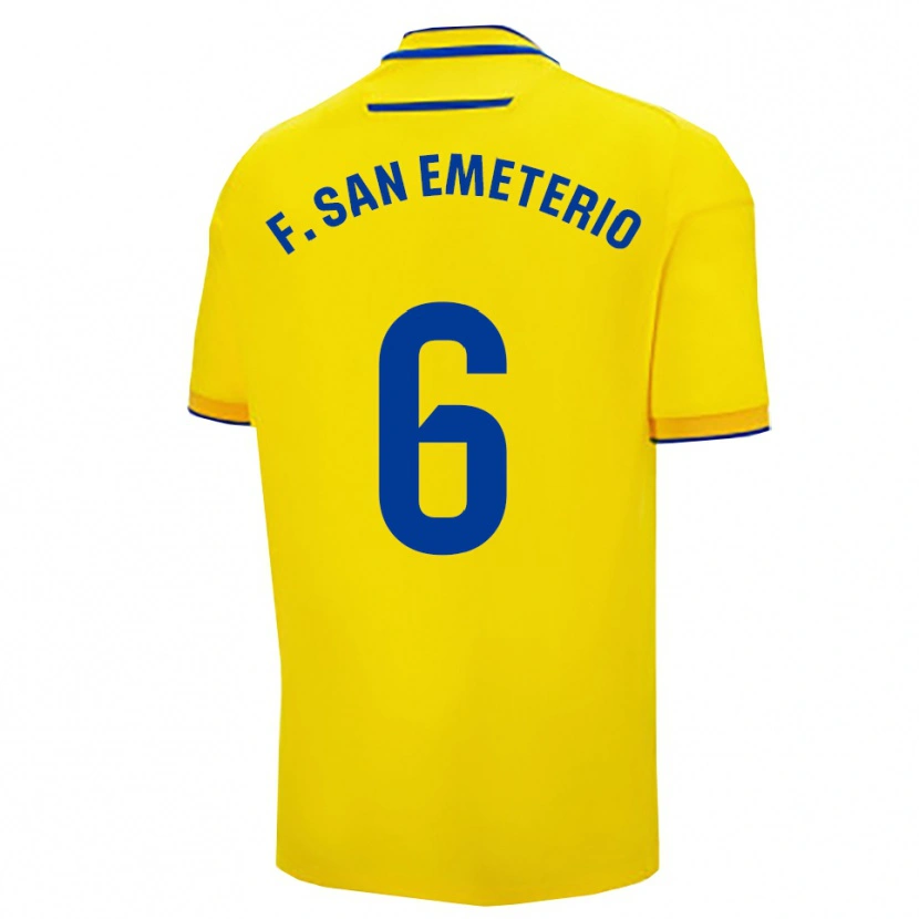 Danxen Enfant Maillot Fede San Emeterio #6 Jaune Marine Tenues Domicile 2025/26 T-Shirt