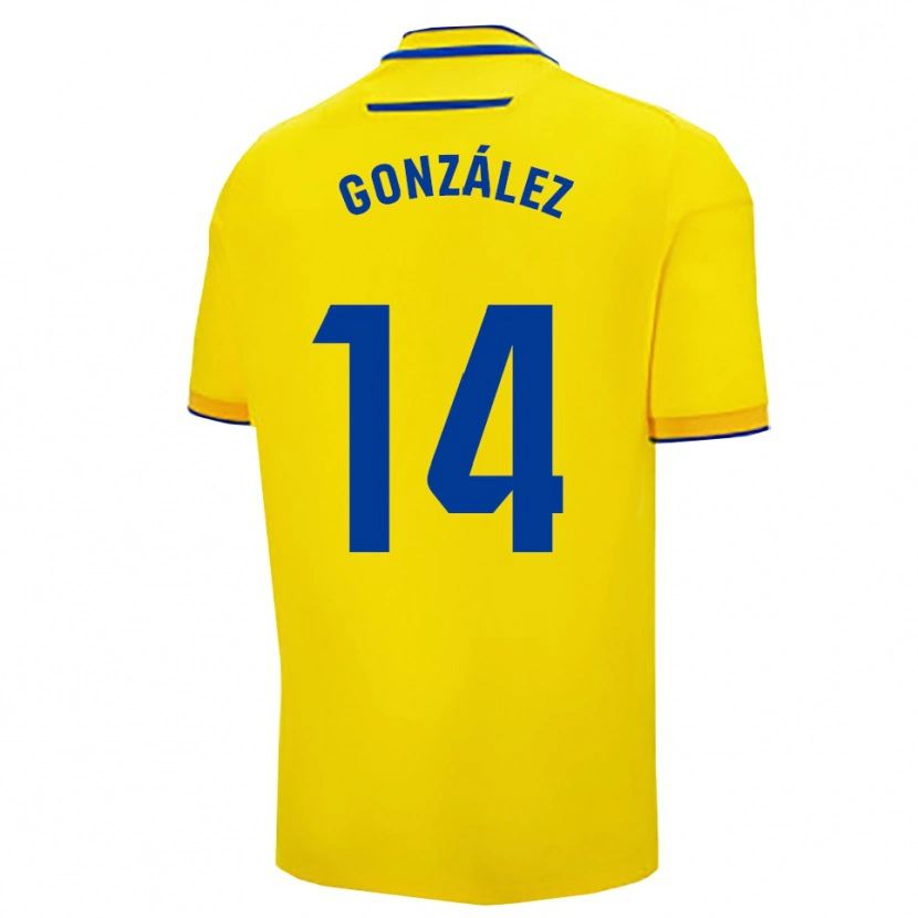 Danxen Enfant Maillot Joaquín González #14 Jaune Marine Tenues Domicile 2025/26 T-Shirt
