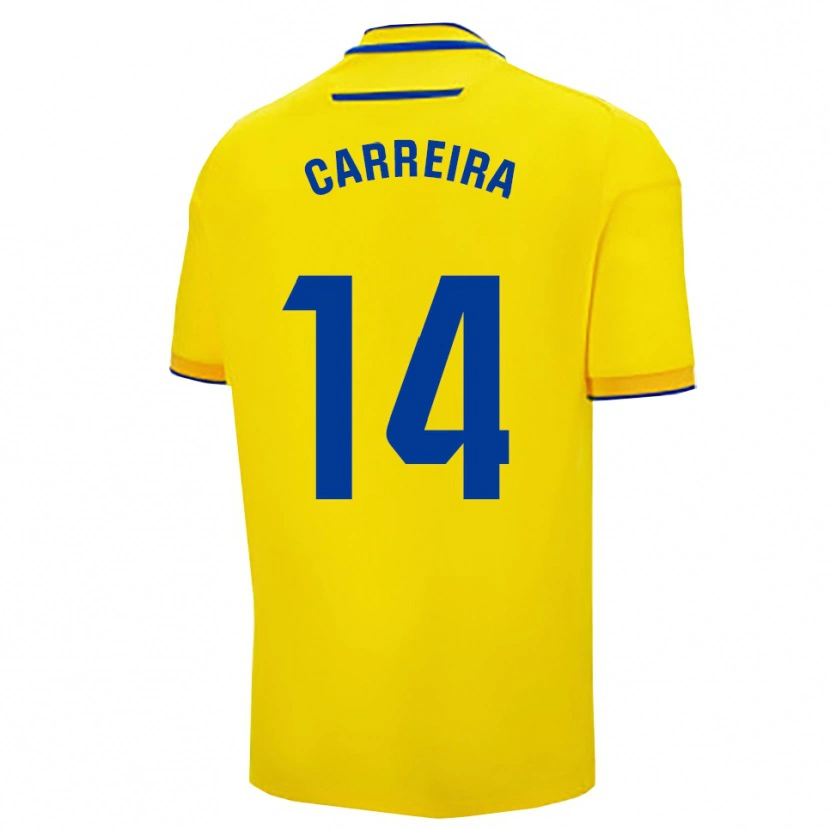 Danxen Enfant Maillot Rafael Carreira #14 Jaune Marine Tenues Domicile 2025/26 T-Shirt