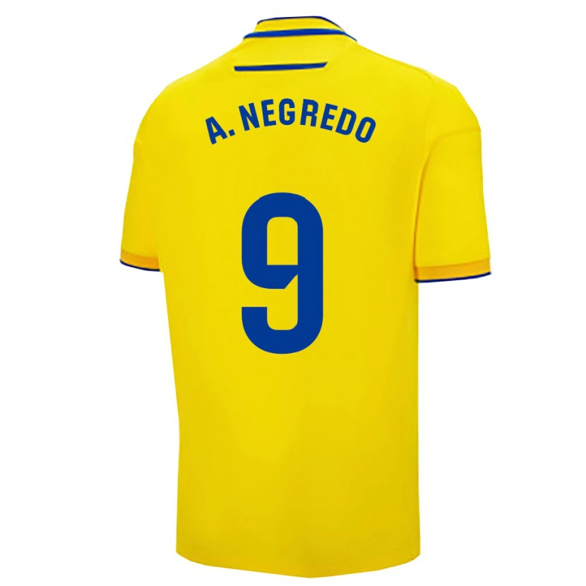 Danxen Enfant Maillot Álvaro Negredo #9 Jaune Marine Tenues Domicile 2025/26 T-Shirt