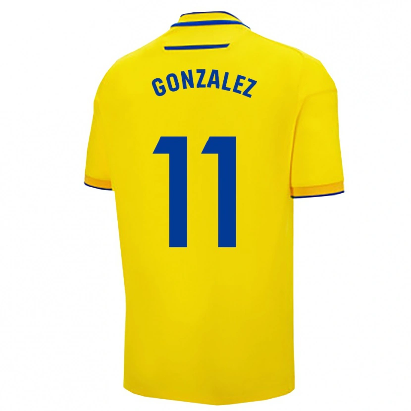 Danxen Enfant Maillot Chus González #11 Jaune Marine Tenues Domicile 2025/26 T-Shirt