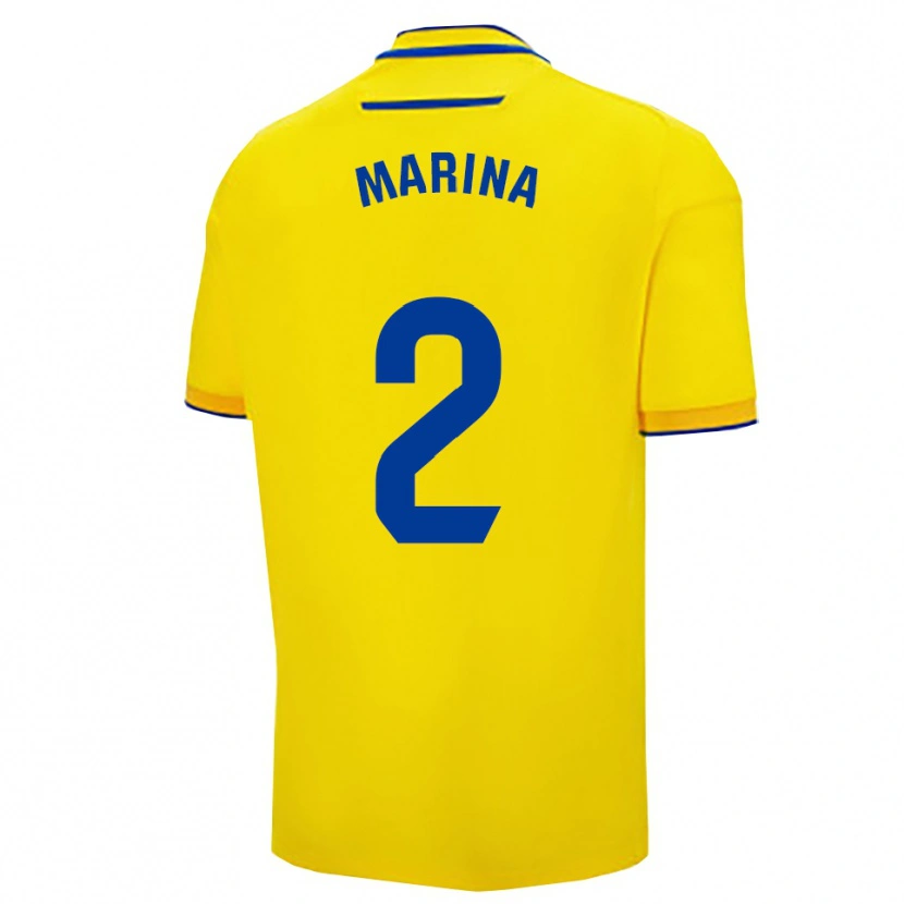 Danxen Enfant Maillot Marina Galvez Jimenez #2 Jaune Marine Tenues Domicile 2025/26 T-Shirt
