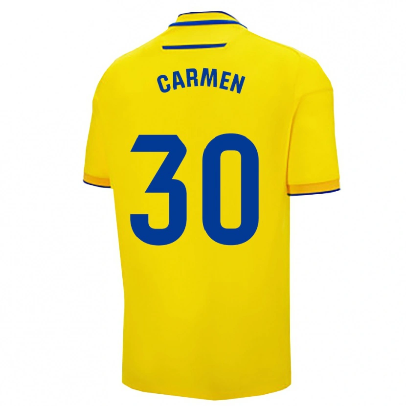 Danxen Enfant Maillot Carmen Villalustre Serrano #30 Jaune Marine Tenues Domicile 2025/26 T-Shirt