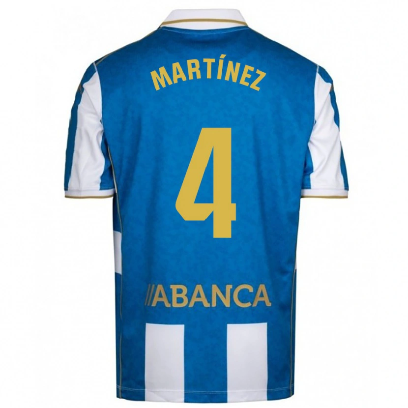 Danxen Enfant Maillot Pablo Martínez #4 Blanc Bleu Tenues Domicile 2025/26 T-Shirt