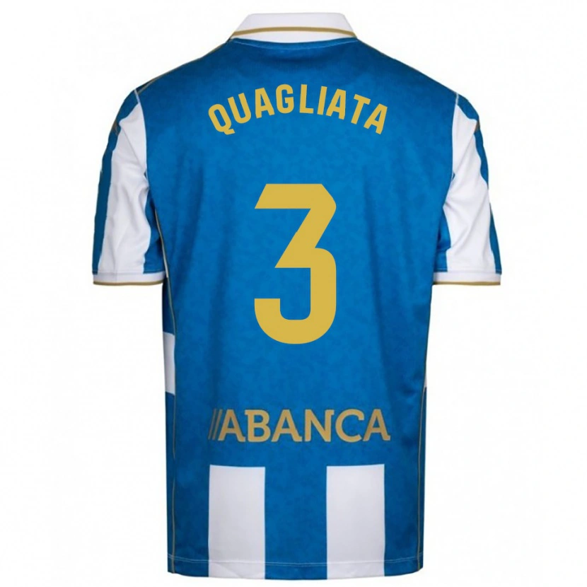 Danxen Enfant Maillot Giacomo Quagliata #3 Blanc Bleu Tenues Domicile 2025/26 T-Shirt