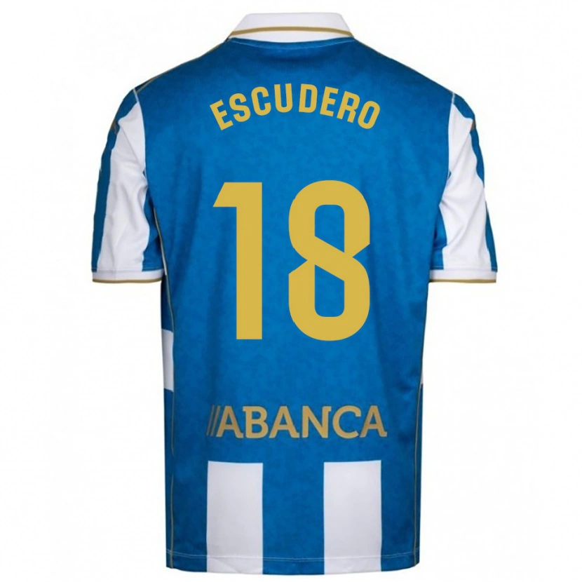 Danxen Enfant Maillot Sergio Escudero #18 Blanc Bleu Tenues Domicile 2025/26 T-Shirt