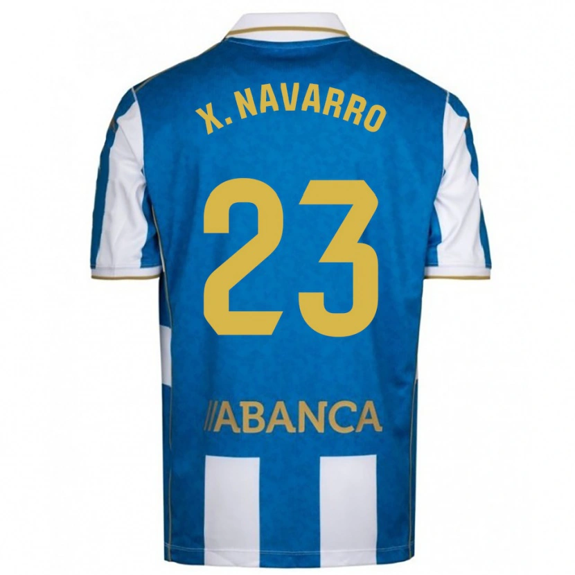 Danxen Enfant Maillot Ximo Navarro #23 Blanc Bleu Tenues Domicile 2025/26 T-Shirt