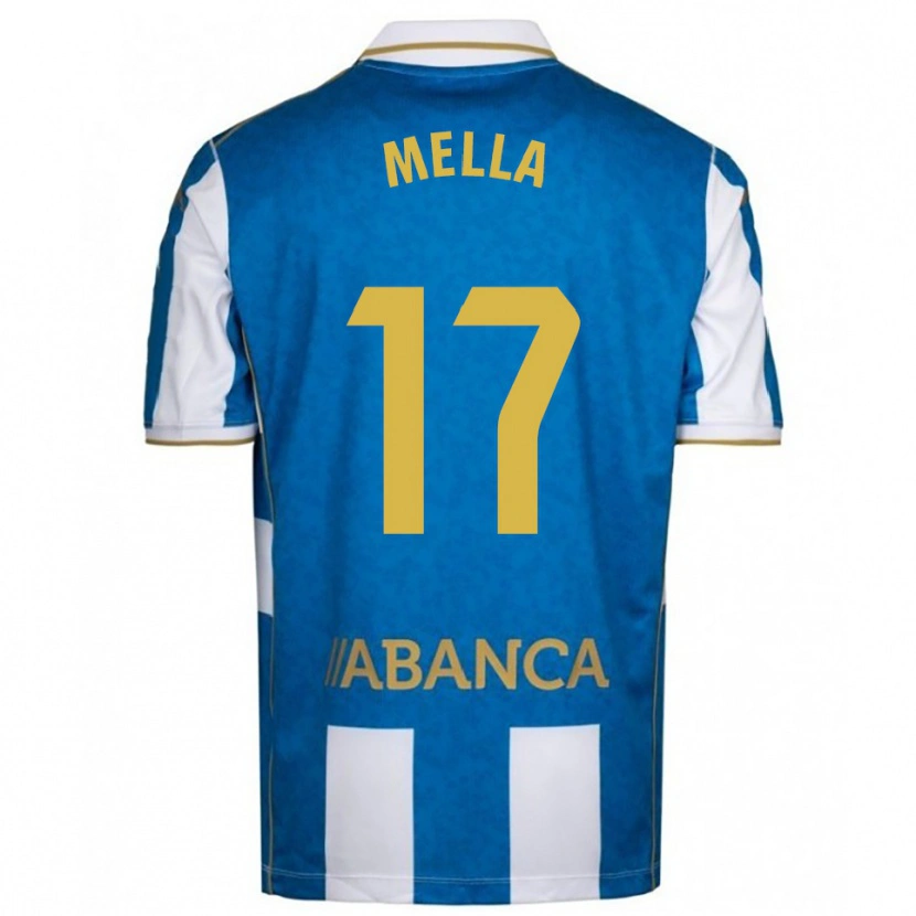 Danxen Enfant Maillot David Mella #17 Blanc Bleu Tenues Domicile 2025/26 T-Shirt