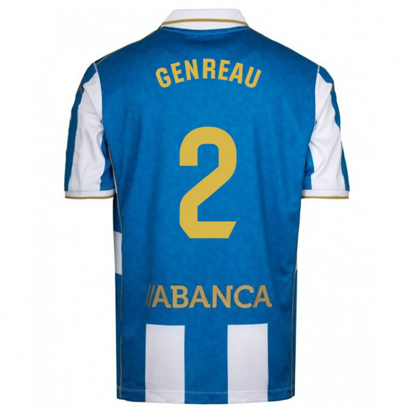 Danxen Enfant Maillot Denis Genreau #2 Blanc Bleu Tenues Domicile 2025/26 T-Shirt