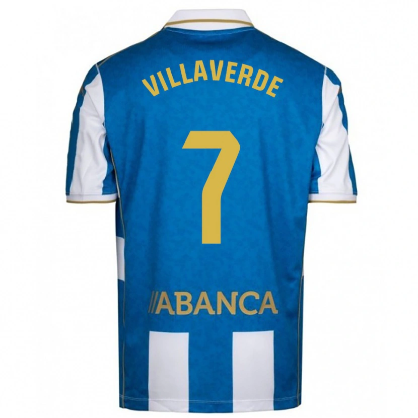 Danxen Enfant Maillot Hugo Villaverde #7 Blanc Bleu Tenues Domicile 2025/26 T-Shirt