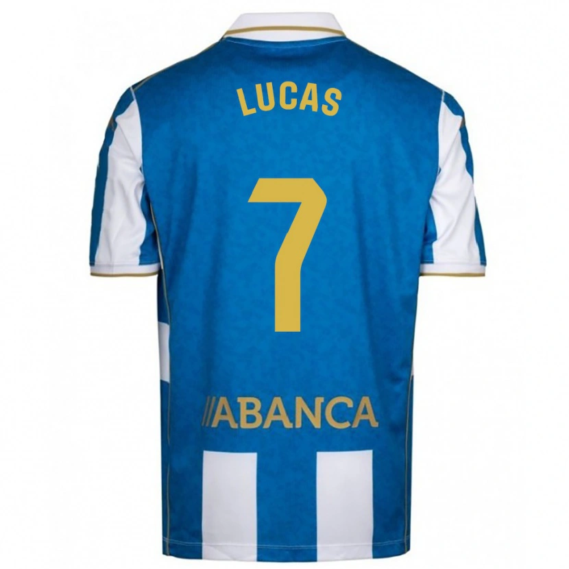 Danxen Enfant Maillot Lucas Pérez #7 Blanc Bleu Tenues Domicile 2025/26 T-Shirt