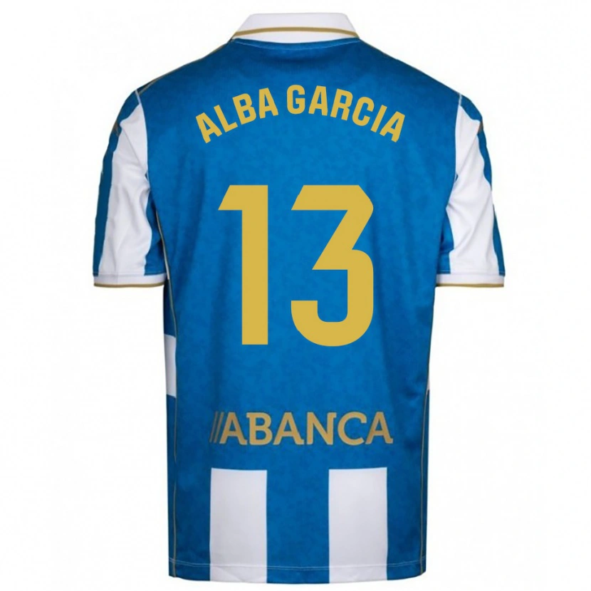 Danxen Enfant Maillot Lucía Alba García #13 Blanc Bleu Tenues Domicile 2025/26 T-Shirt
