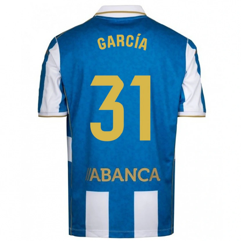 Danxen Enfant Maillot Pablo García #31 Blanc Bleu Tenues Domicile 2025/26 T-Shirt