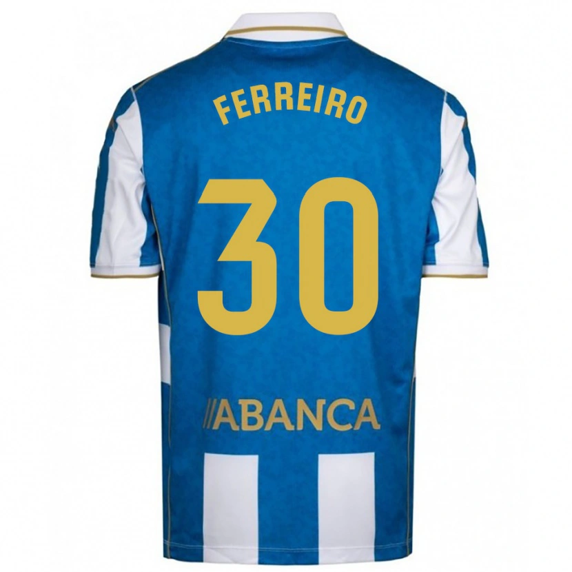 Danxen Enfant Maillot Manu Ferreiro #30 Blanc Bleu Tenues Domicile 2025/26 T-Shirt