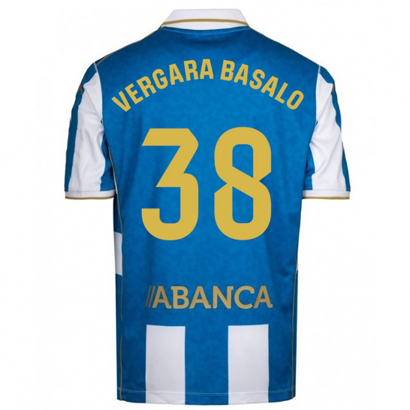 Danxen Enfant Maillot David Vergara Basalo #38 Blanc Bleu Tenues Domicile 2025/26 T-Shirt