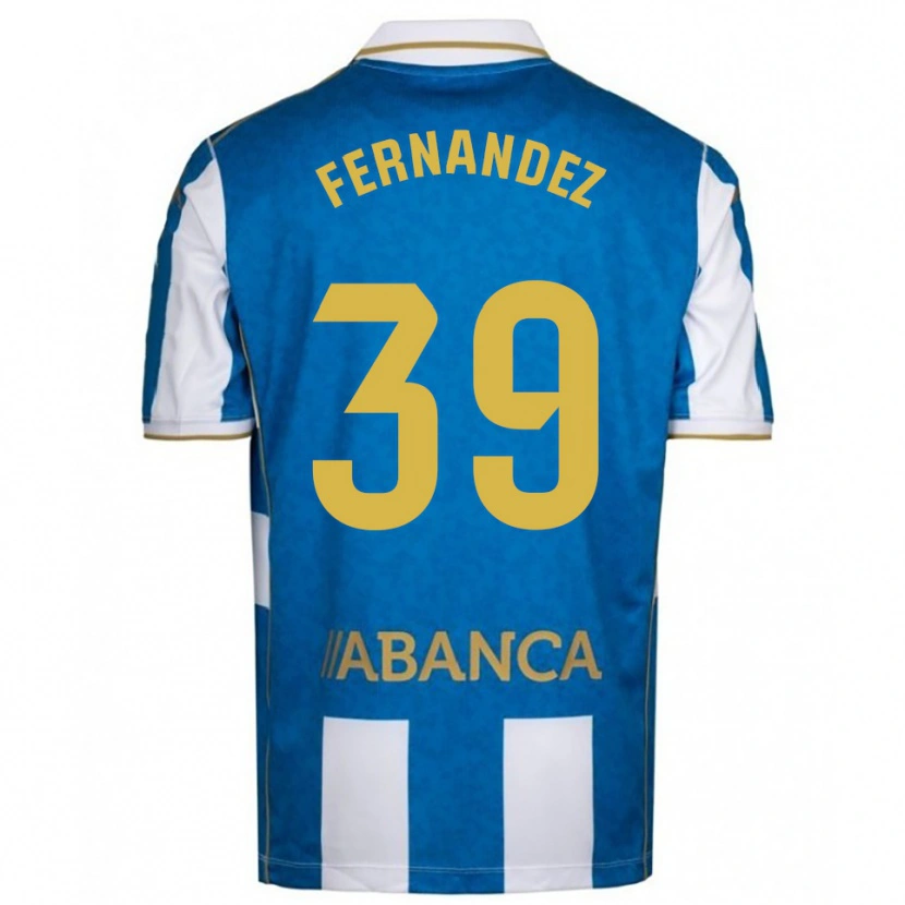Danxen Enfant Maillot David Fernández #39 Blanc Bleu Tenues Domicile 2025/26 T-Shirt