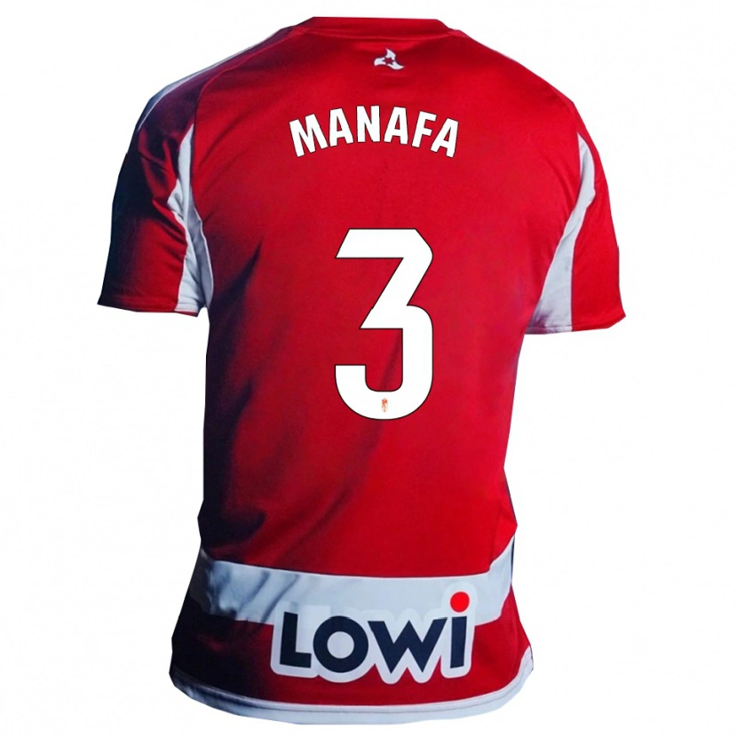 Danxen Enfant Maillot Wilson Manafa #3 Rouge Blanc Tenues Domicile 2025/26 T-Shirt