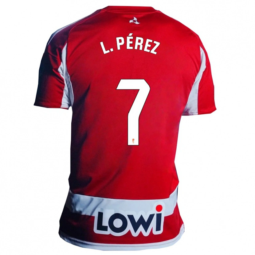 Danxen Enfant Maillot Laura Pérez Martín #7 Rouge Blanc Tenues Domicile 2025/26 T-Shirt