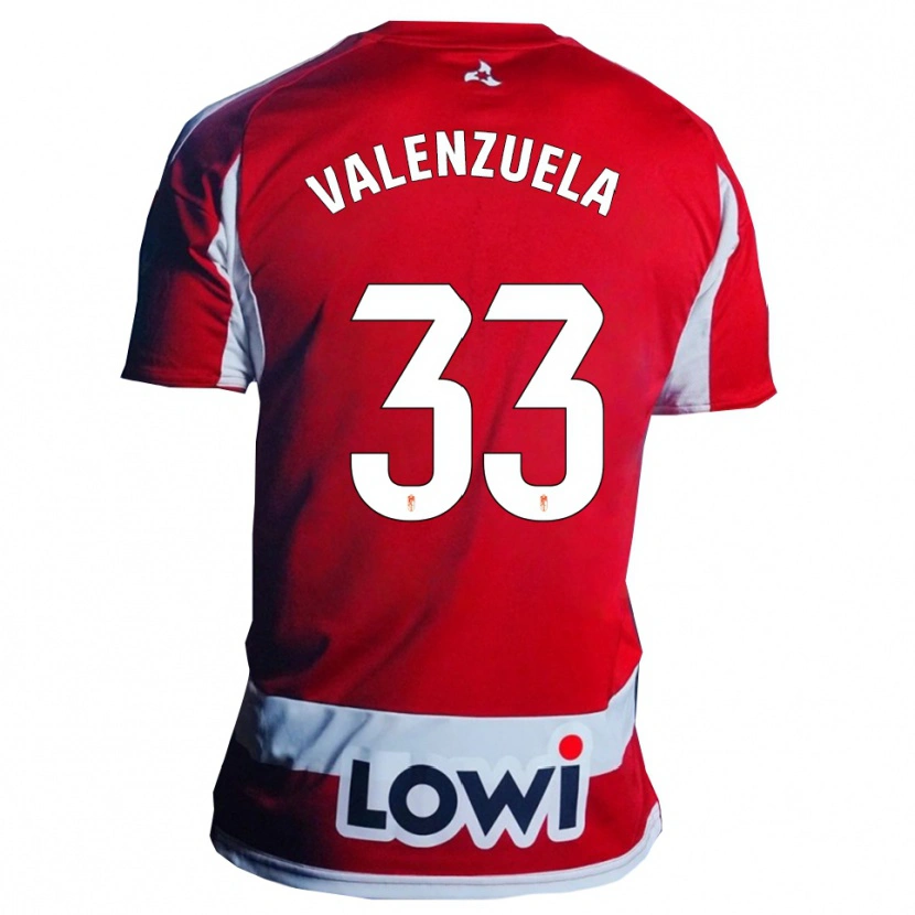 Danxen Enfant Maillot Adrián Valenzuela #33 Rouge Blanc Tenues Domicile 2025/26 T-Shirt