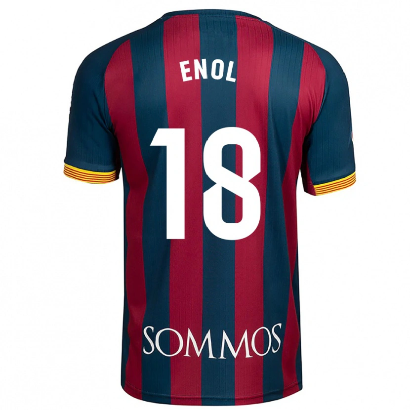 Danxen Enfant Maillot Enol Rodríguez #18 Marine Bleu Rouge Tenues Domicile 2025/26 T-Shirt