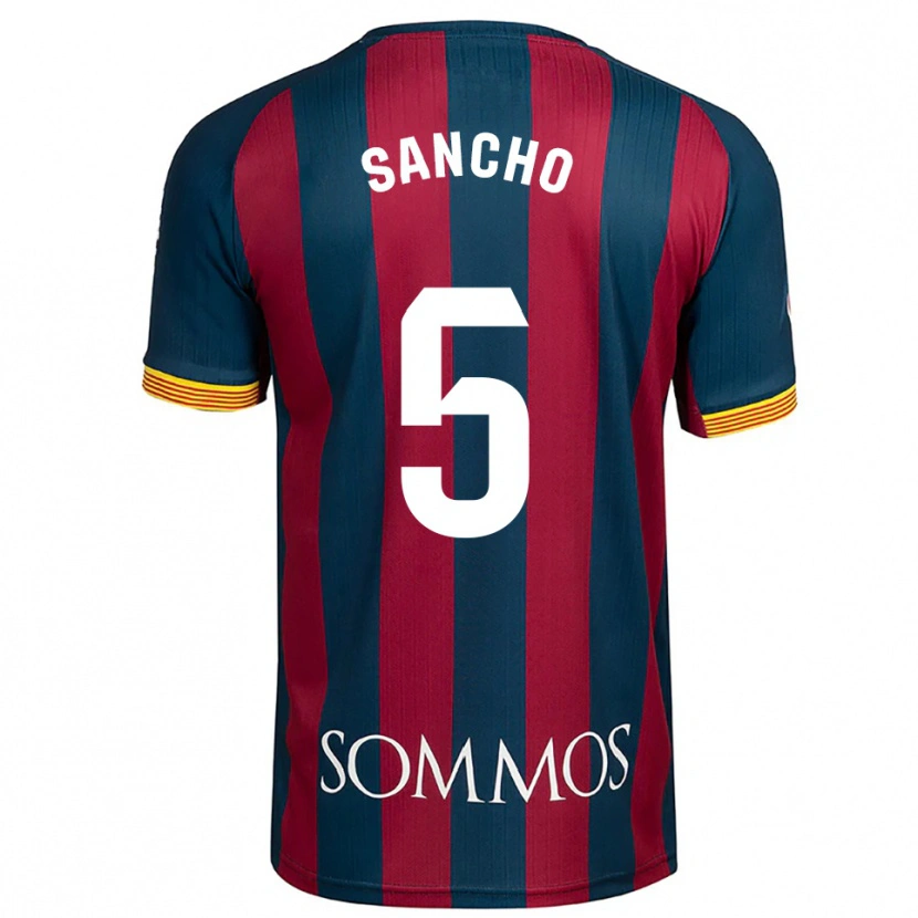 Danxen Enfant Maillot Esther Sancho #5 Marine Bleu Rouge Tenues Domicile 2025/26 T-Shirt