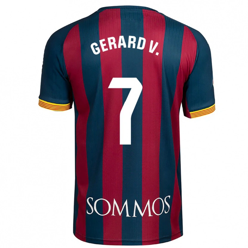 Danxen Enfant Maillot Gerard Valentín #7 Marine Bleu Rouge Tenues Domicile 2025/26 T-Shirt