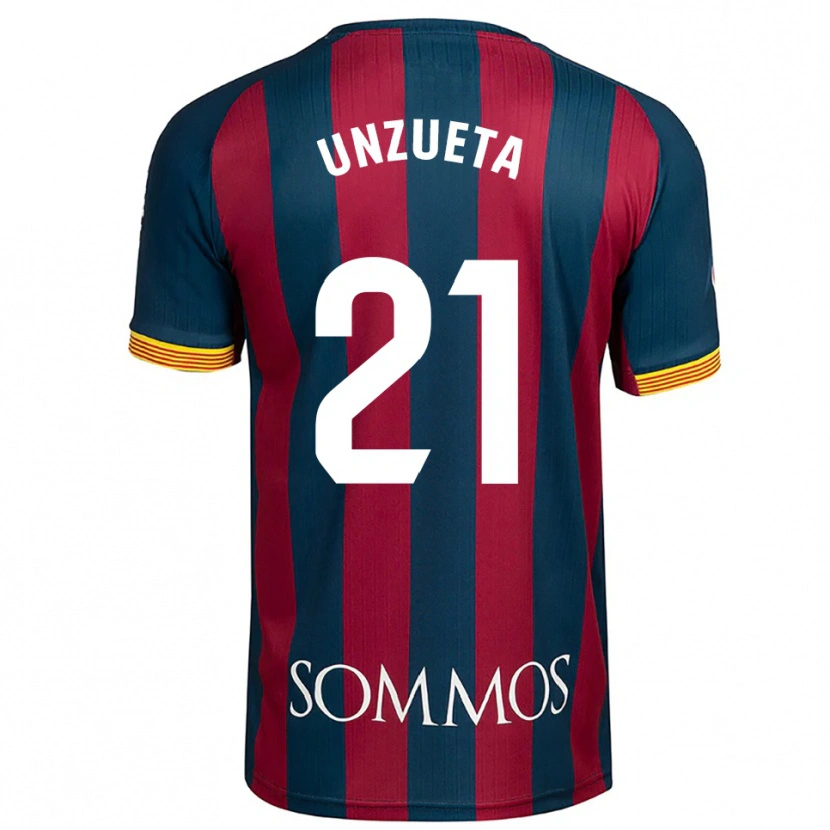 Danxen Enfant Maillot Iker Unzueta #21 Marine Bleu Rouge Tenues Domicile 2025/26 T-Shirt