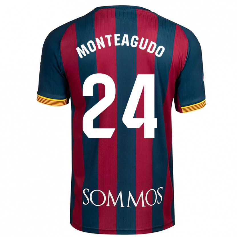 Danxen Enfant Maillot Miguel Monteagudo #24 Marine Bleu Rouge Tenues Domicile 2025/26 T-Shirt