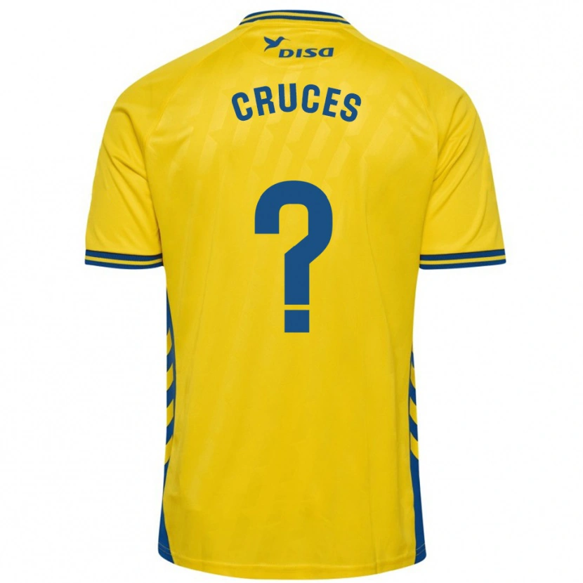Danxen Enfant Maillot Denis Cruces #0 Jaune Bleu Tenues Domicile 2025/26 T-Shirt