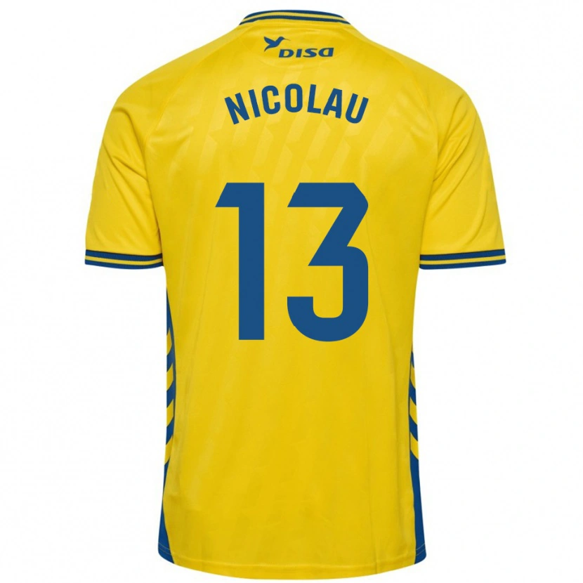 Danxen Enfant Maillot Nacho Nicolau #13 Jaune Bleu Tenues Domicile 2025/26 T-Shirt