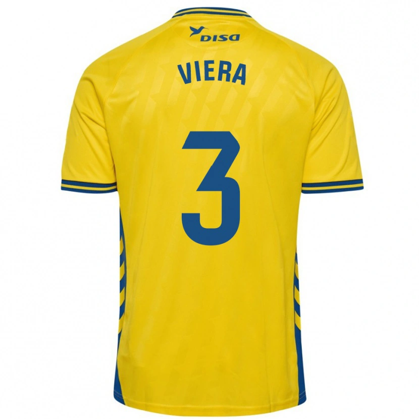 Danxen Enfant Maillot Óliver Viera #3 Jaune Bleu Tenues Domicile 2025/26 T-Shirt