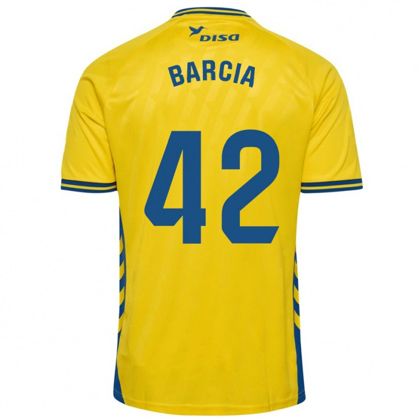 Danxen Enfant Maillot Sergio Barcia #42 Jaune Bleu Tenues Domicile 2025/26 T-Shirt