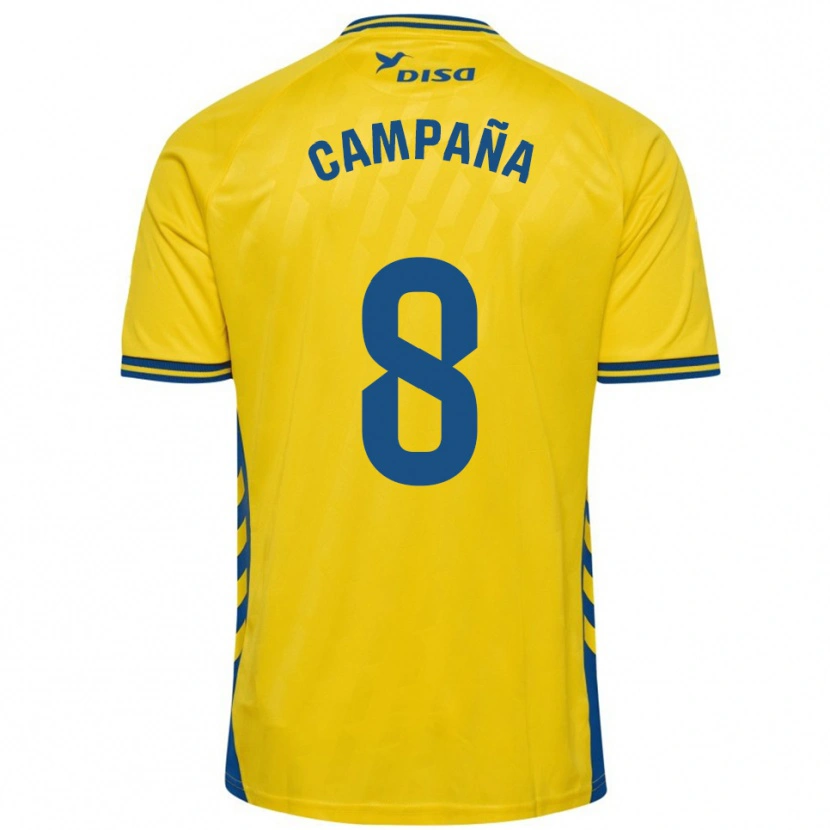 Danxen Enfant Maillot José Campaña #8 Jaune Bleu Tenues Domicile 2025/26 T-Shirt