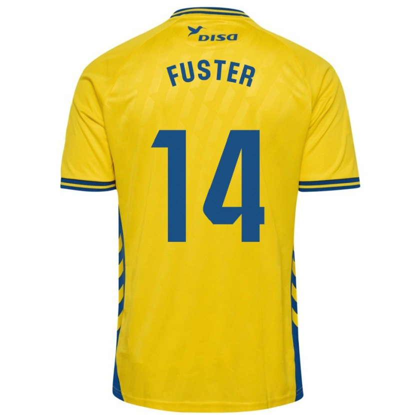 Danxen Enfant Maillot Manu Fuster #14 Jaune Bleu Tenues Domicile 2025/26 T-Shirt