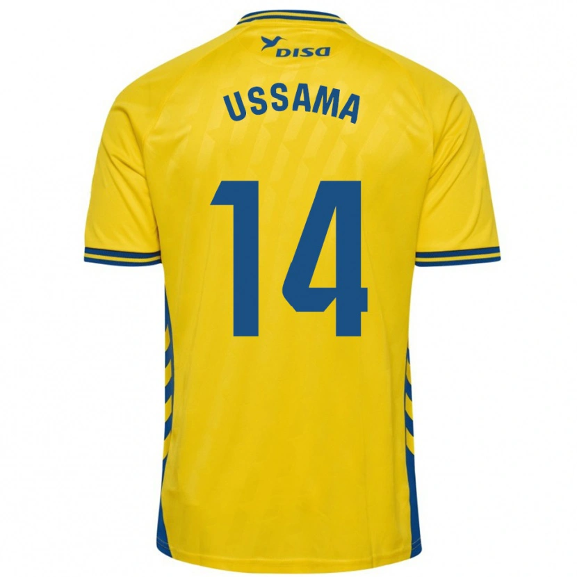 Danxen Enfant Maillot Ussama #14 Jaune Bleu Tenues Domicile 2025/26 T-Shirt